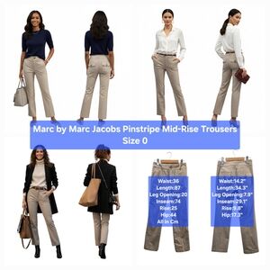 Marc by Marc Jacobs Pinstripe Mid-Rise Trousers Size 0